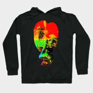 A red green Bali face mask cut out Hoodie